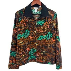 Chico’s Zebra Animal print full zip pockets jacket size 3